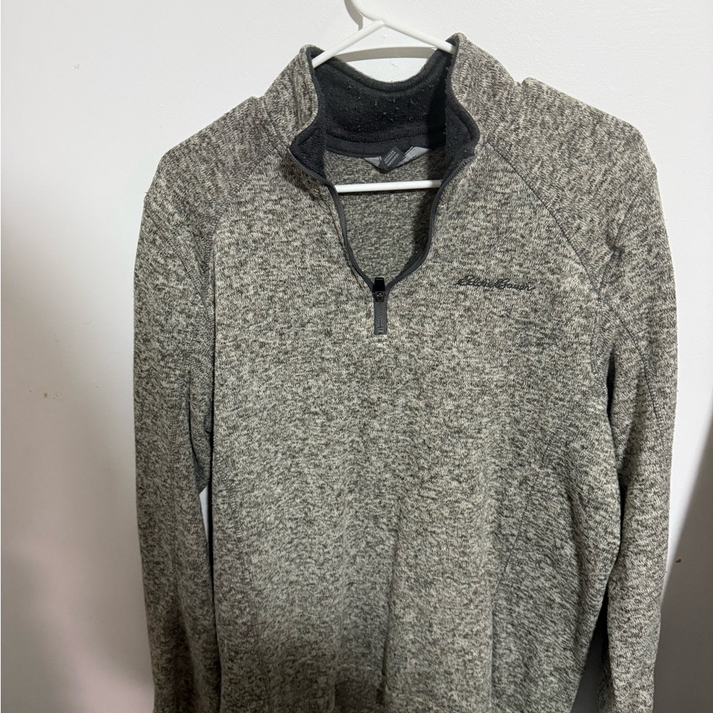 Eddie Bauer Men's Heathered Gray Zip-Up Sweater
